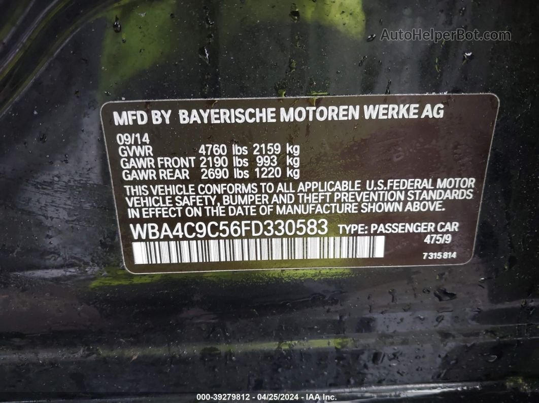 2015 Bmw 428 Gran Coupe Xdrive Black vin: WBA4C9C56FD330583