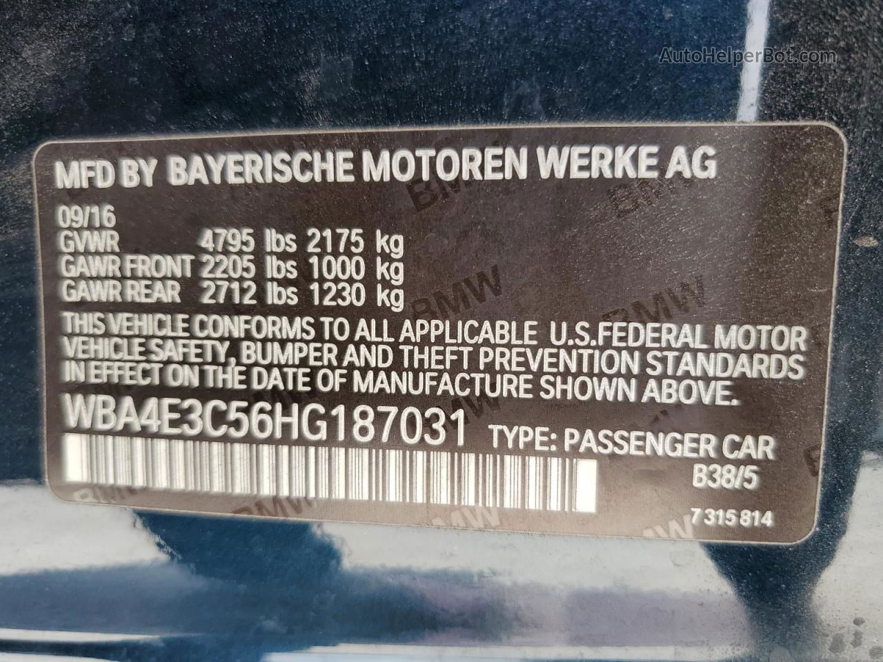 2017 Bmw 440i Gran Coupe Синий vin: WBA4E3C56HG187031