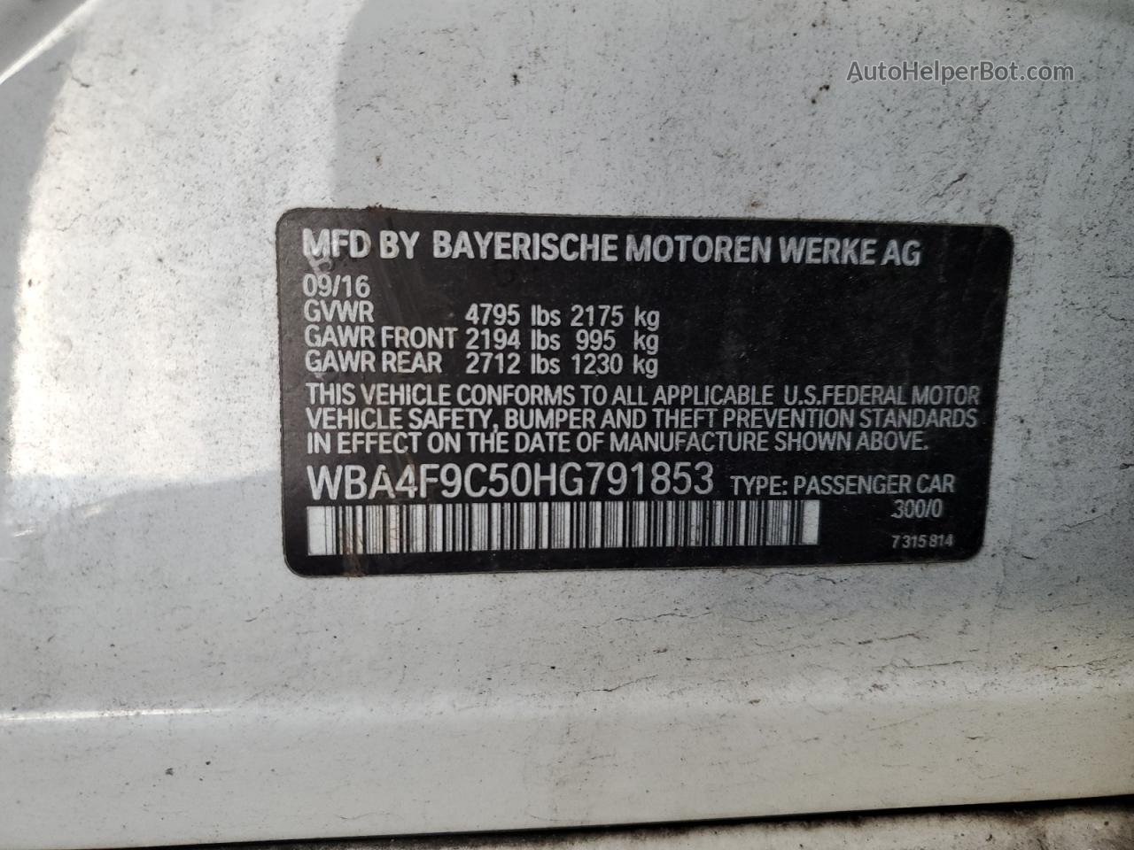 2017 Bmw 430xi Gran Coupe Белый vin: WBA4F9C50HG791853