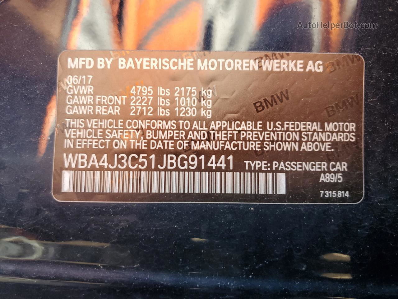 2018 Bmw 430xi Gran Coupe Blue vin: WBA4J3C51JBG91441
