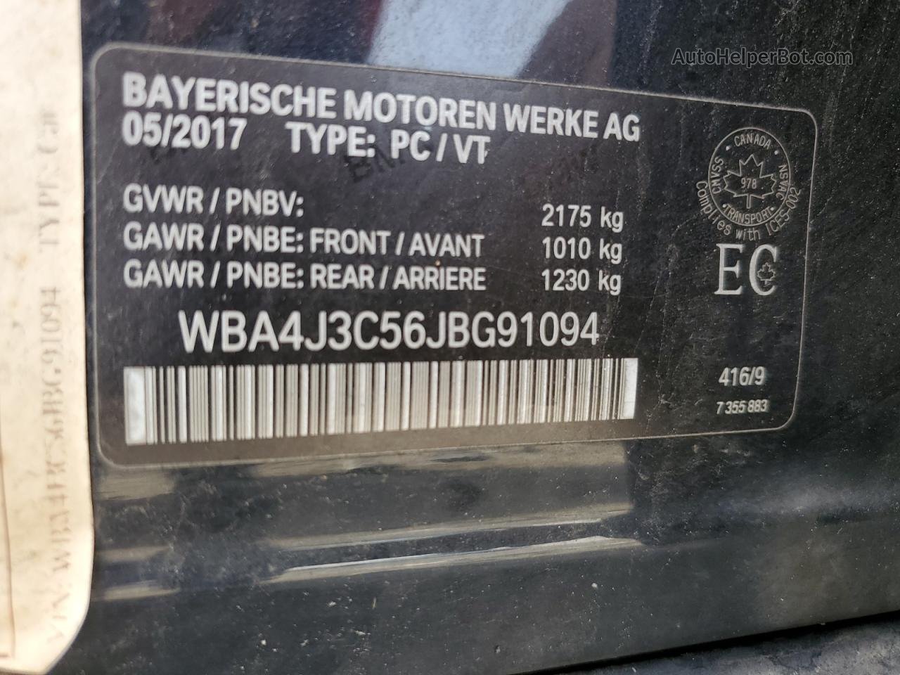2018 Bmw 430xi Gran Coupe Черный vin: WBA4J3C56JBG91094