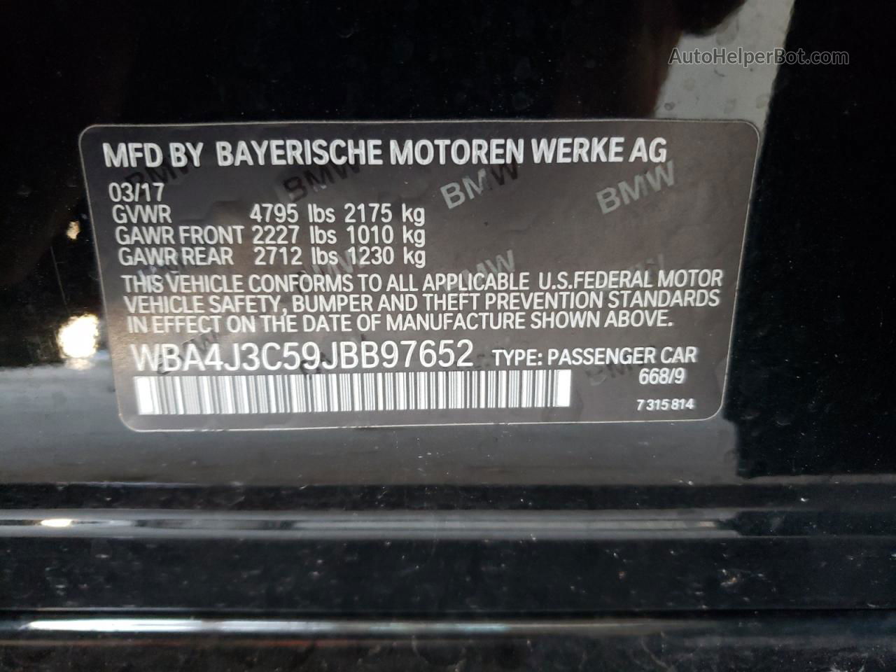 2018 Bmw 430xi Gran Coupe Black vin: WBA4J3C59JBB97652