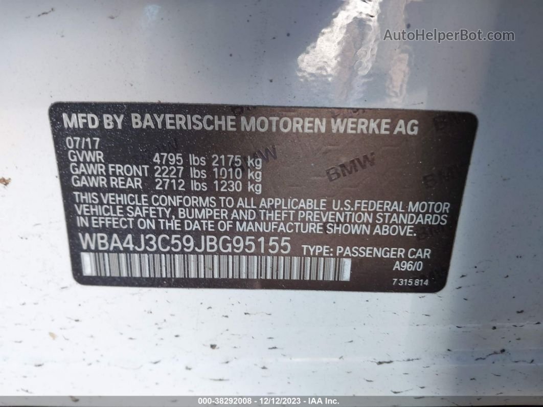2018 Bmw 430i Gran Coupe Xdrive White vin: WBA4J3C59JBG95155