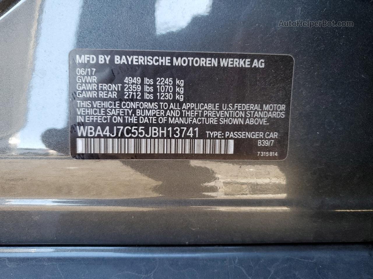 2018 Bmw 440xi Gran Coupe Gray vin: WBA4J7C55JBH13741