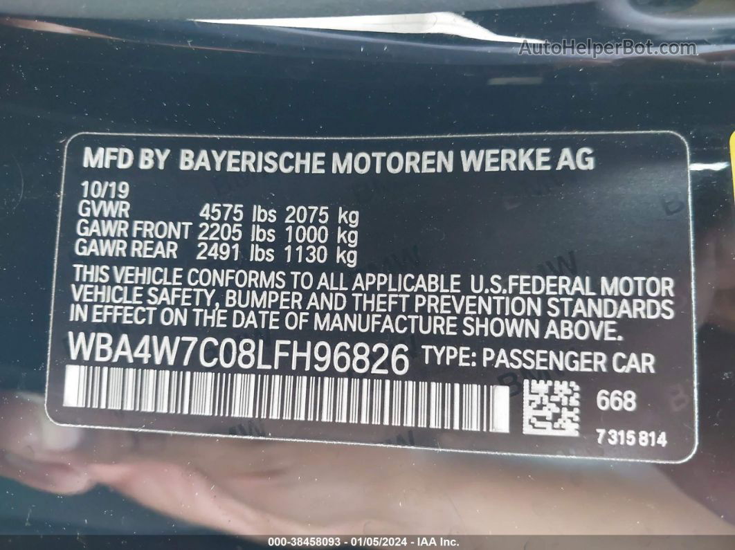 2020 Bmw 440i   Black vin: WBA4W7C08LFH96826