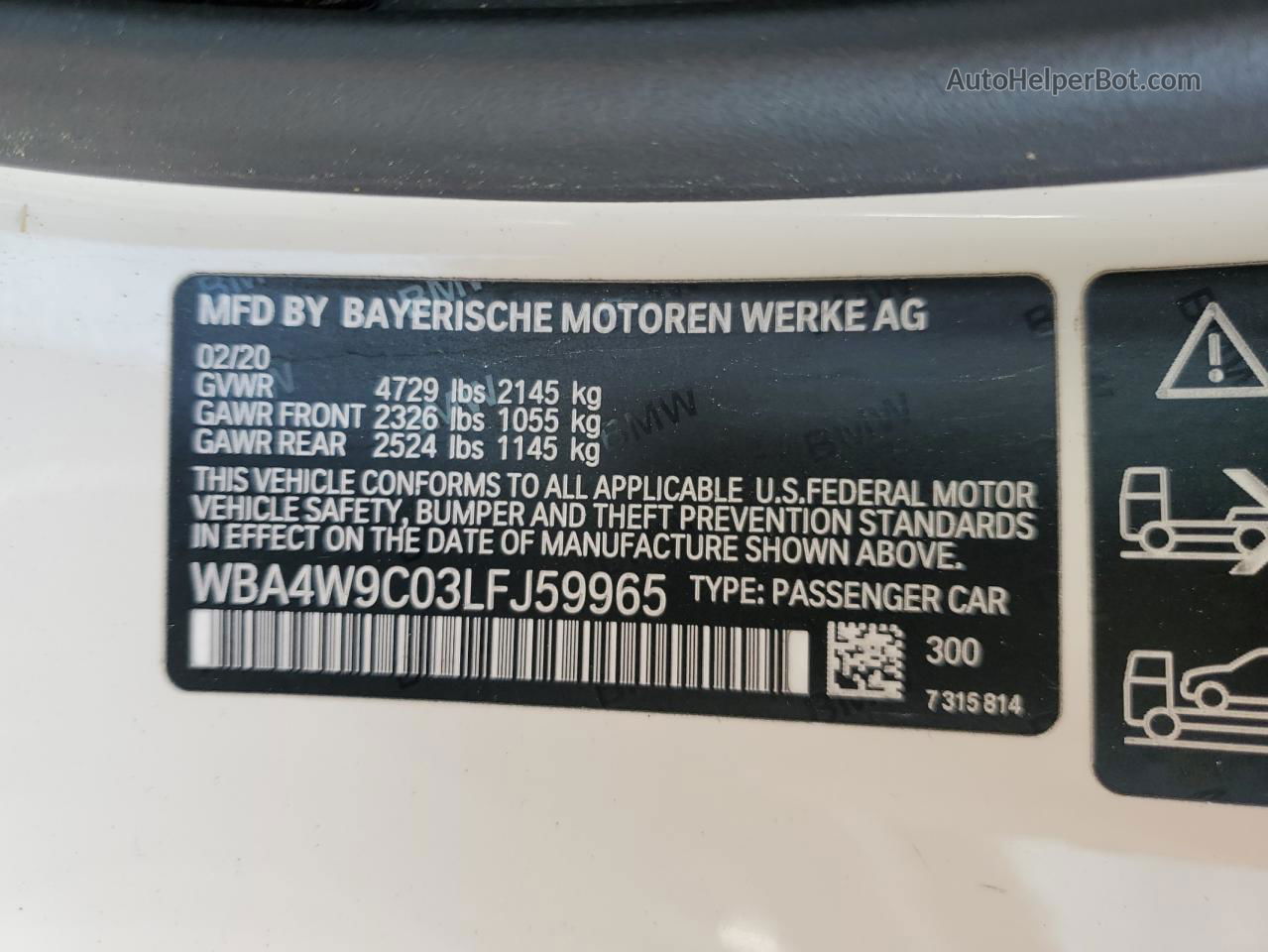 2020 Bmw 440xi  White vin: WBA4W9C03LFJ59965