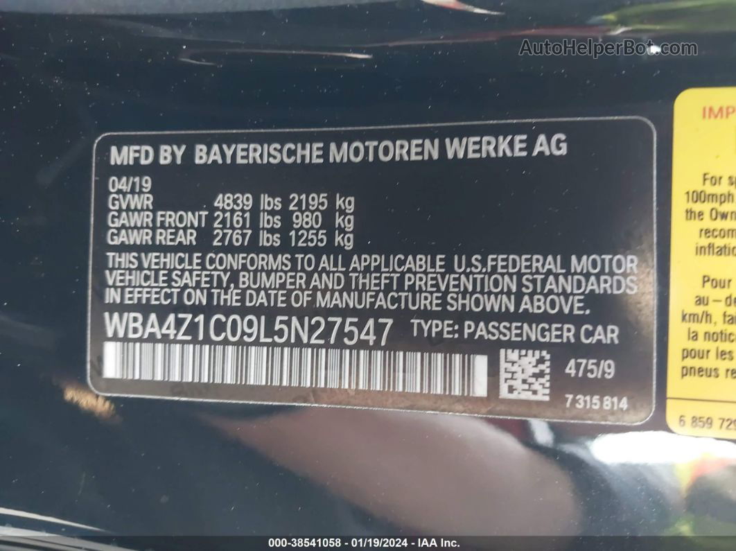 2020 Bmw 430i   Black vin: WBA4Z1C09L5N27547