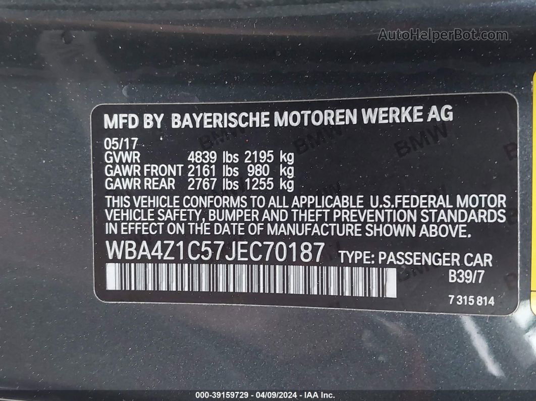 2018 Bmw 430i   Gray vin: WBA4Z1C57JEC70187