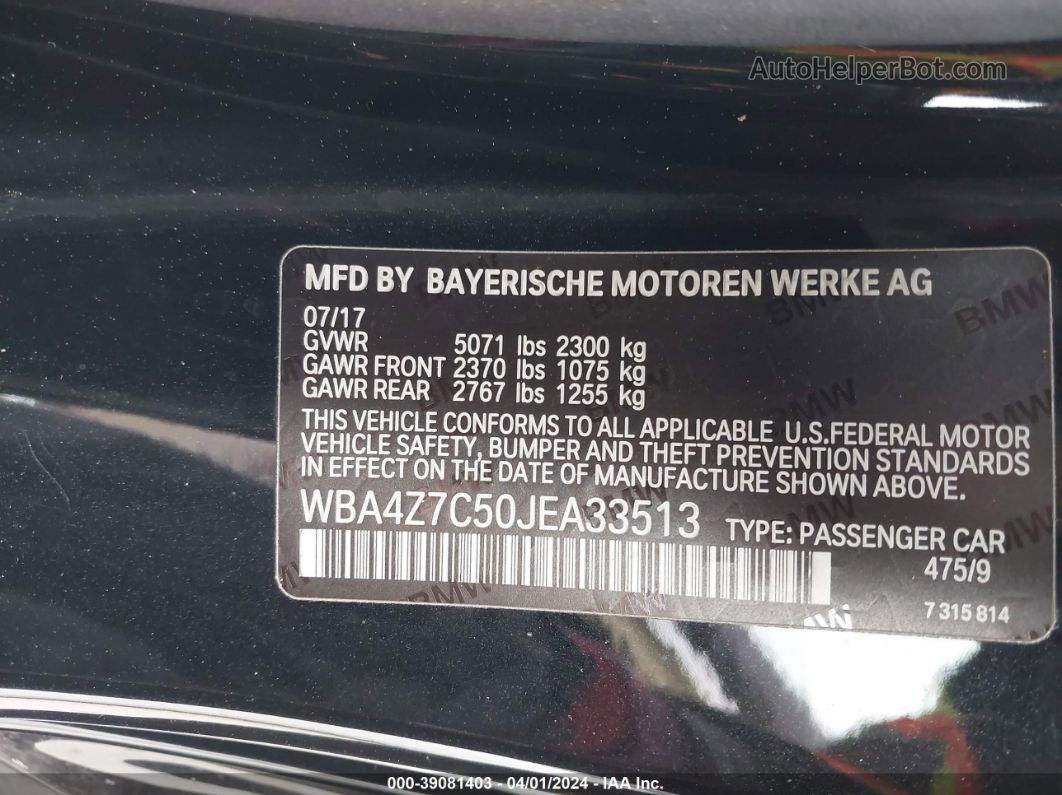 2018 Bmw 440i Xdrive Черный vin: WBA4Z7C50JEA33513