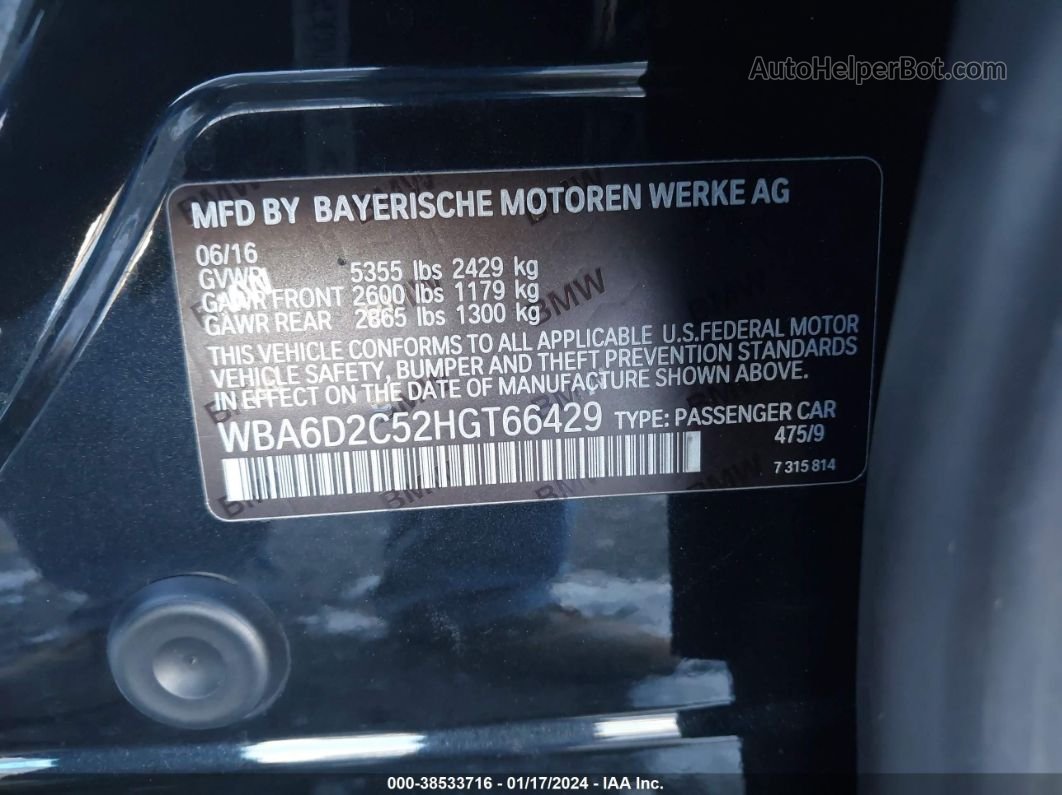 2017 Bmw 640i Gran Coupe Xdrive Черный vin: WBA6D2C52HGT66429