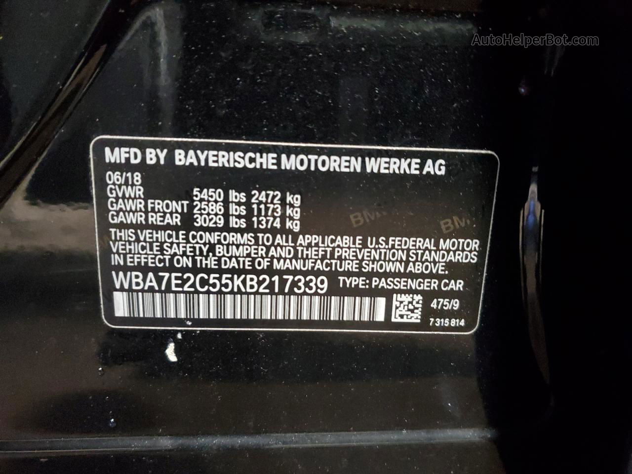 2019 Bmw 740 I Black vin: WBA7E2C55KB217339