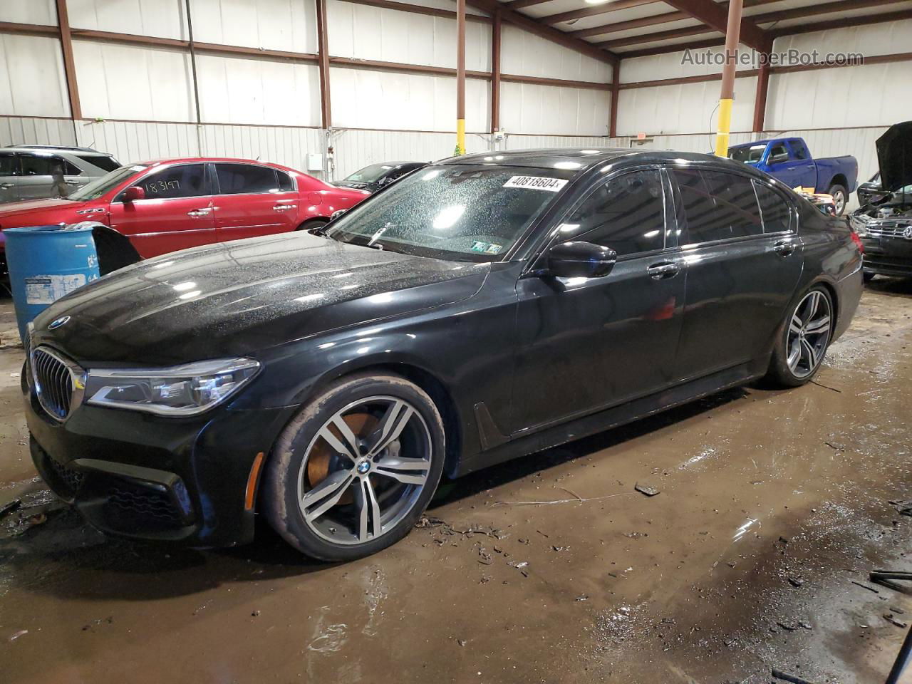 2019 Bmw 740 I Черный vin: WBA7E2C55KB217339