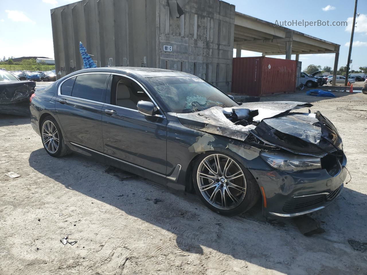 2019 Bmw 740 I Синий vin: WBA7E2C59KB218431