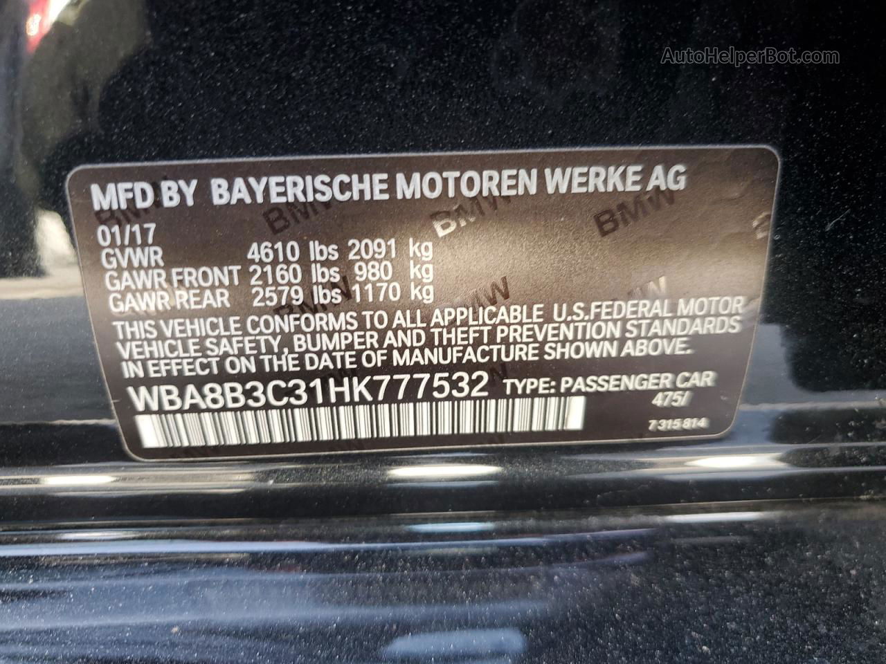 2017 Bmw 340 I Черный vin: WBA8B3C31HK777532