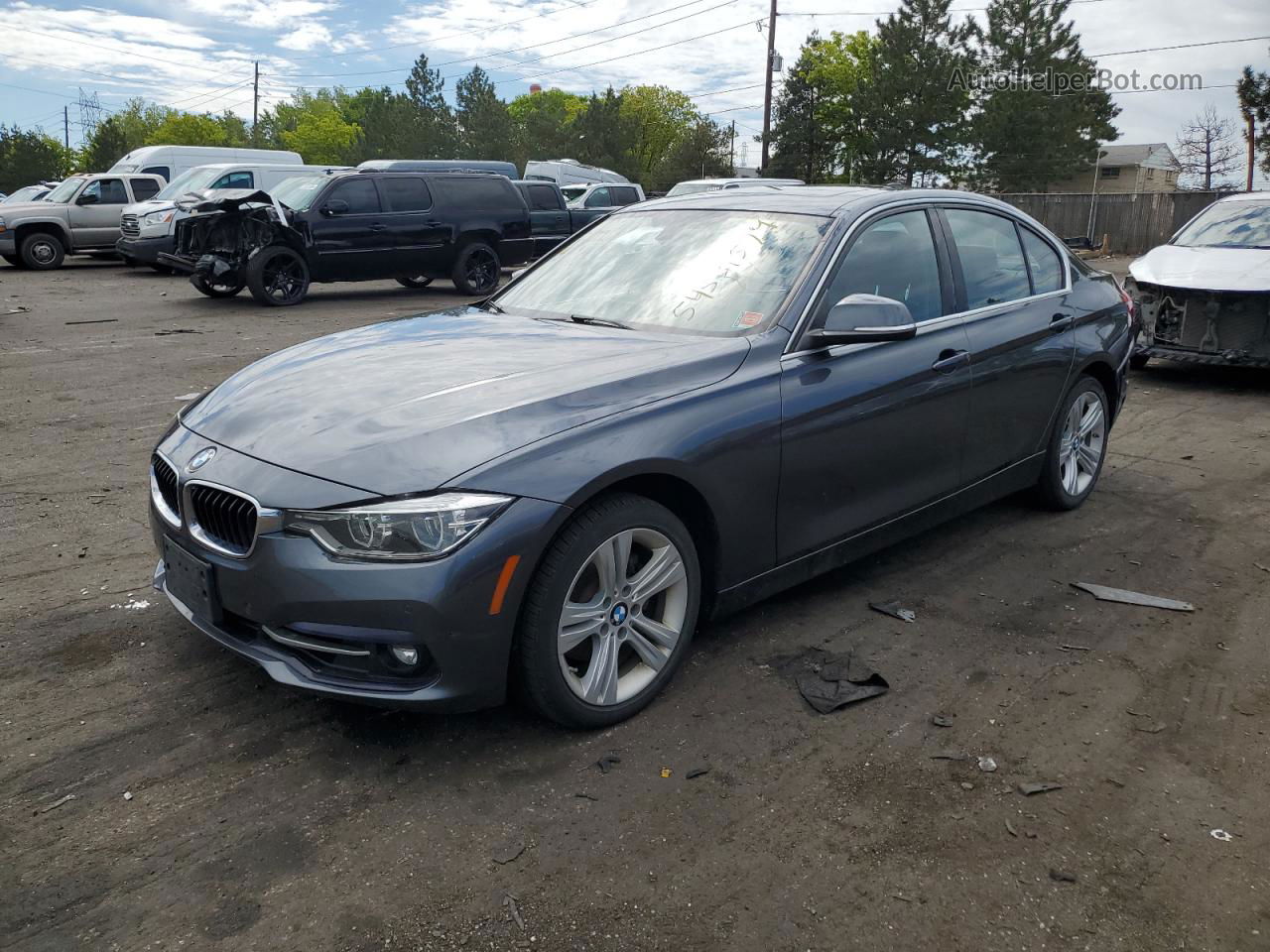 2017 Bmw 330 Xi Gray vin: WBA8D9C53HK678340