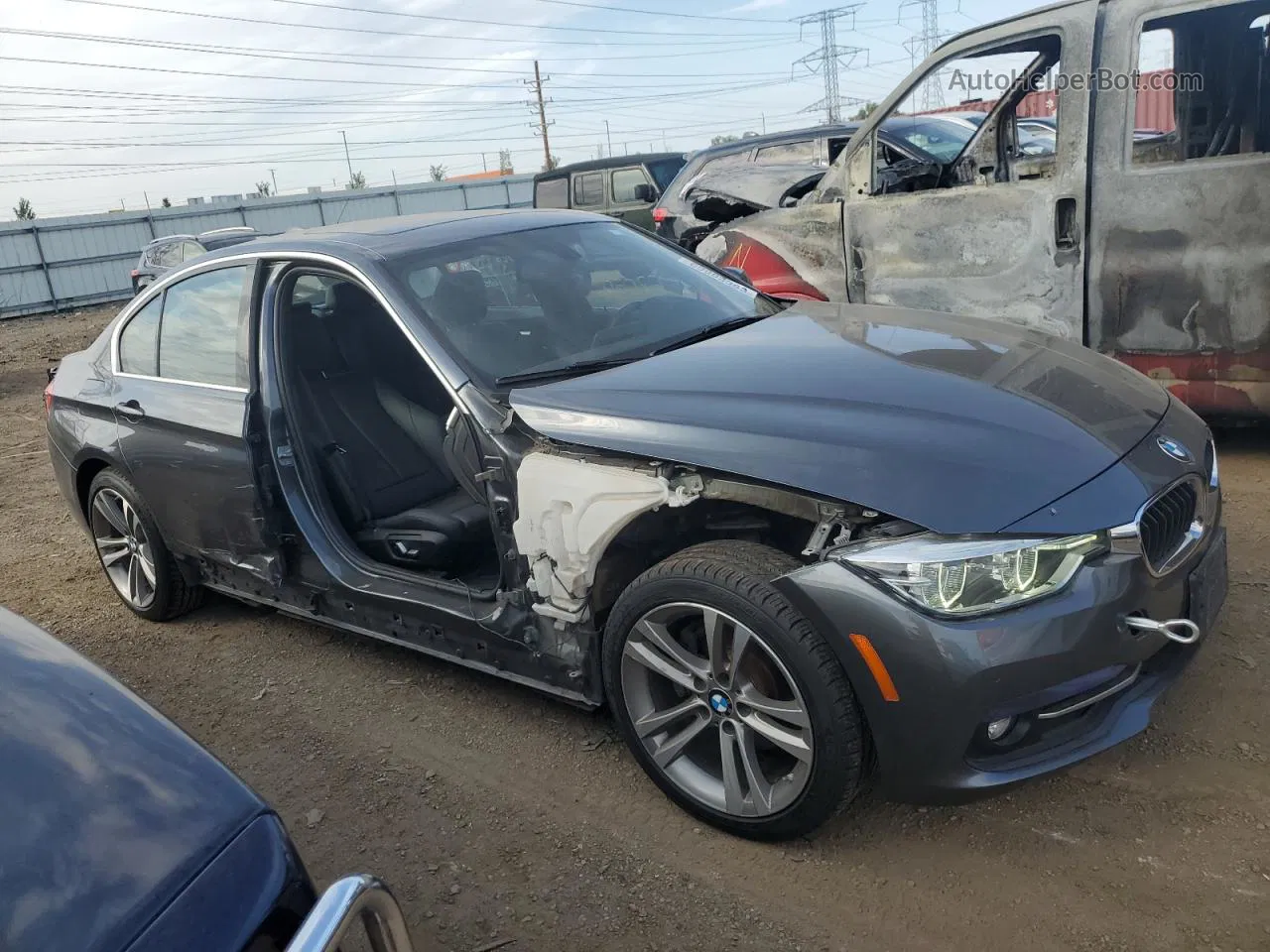 2017 Bmw 330 Xi Gray vin: WBA8D9G31HNU62879