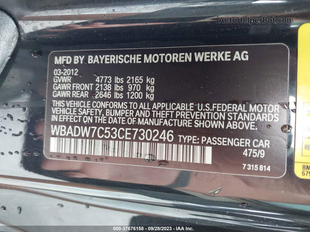 2012 Bmw 3 Series 328i Черный vin: WBADW7C53CE730246