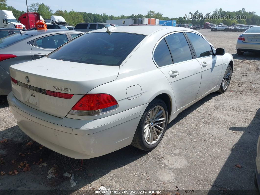 2004 Bmw 7 Series 745i White vin: WBAGL635X4DP73439