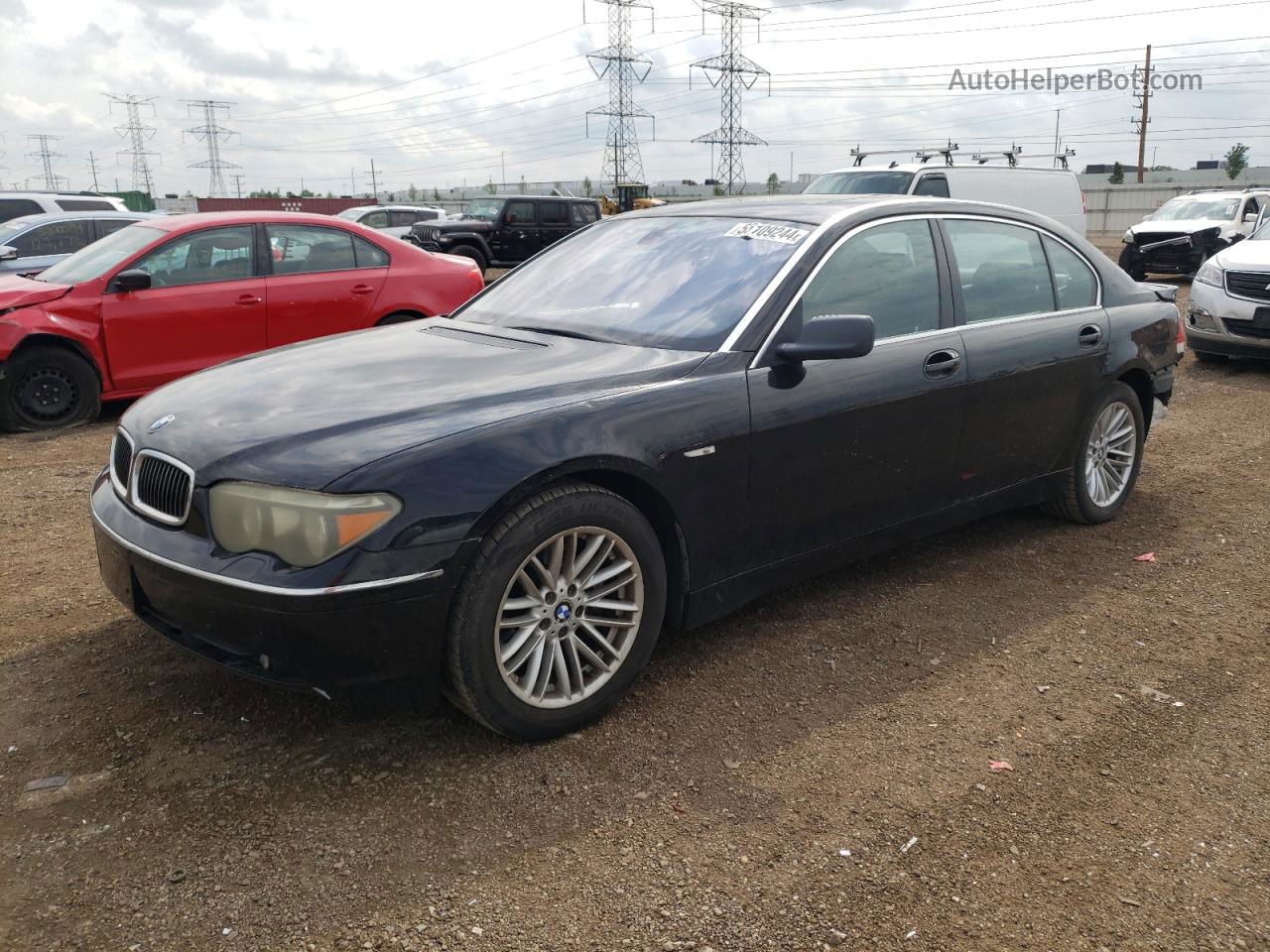 2004 Bmw 745 Li Черный vin: WBAGN63504DS55964