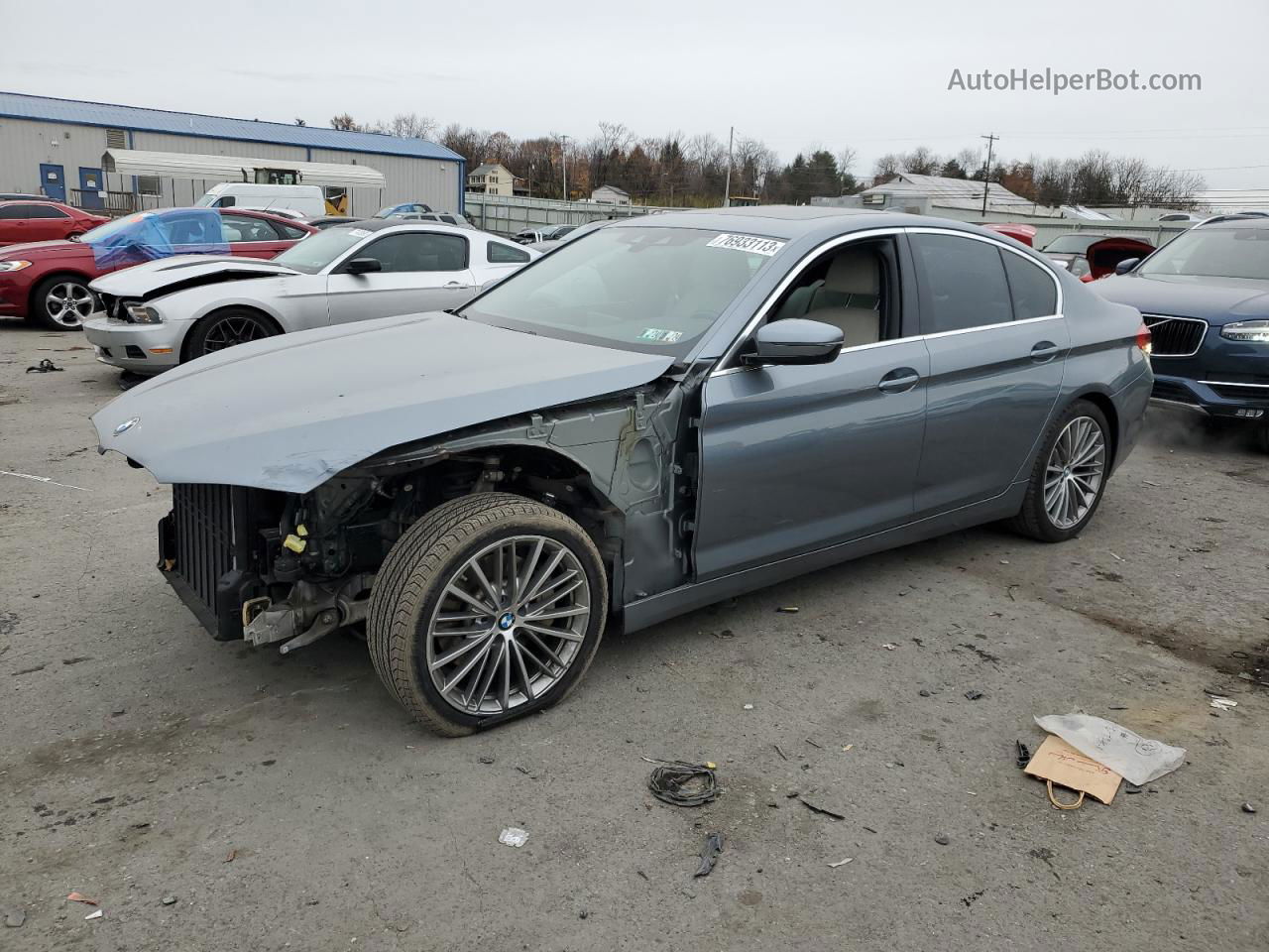 2019 Bmw 530 Xi Синий vin: WBAJA7C53KWW25328