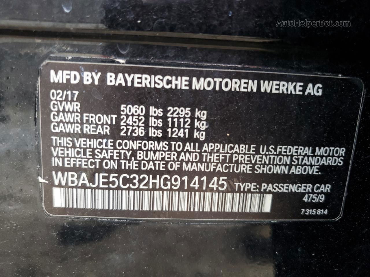 2017 Bmw 540 I Black vin: WBAJE5C32HG914145