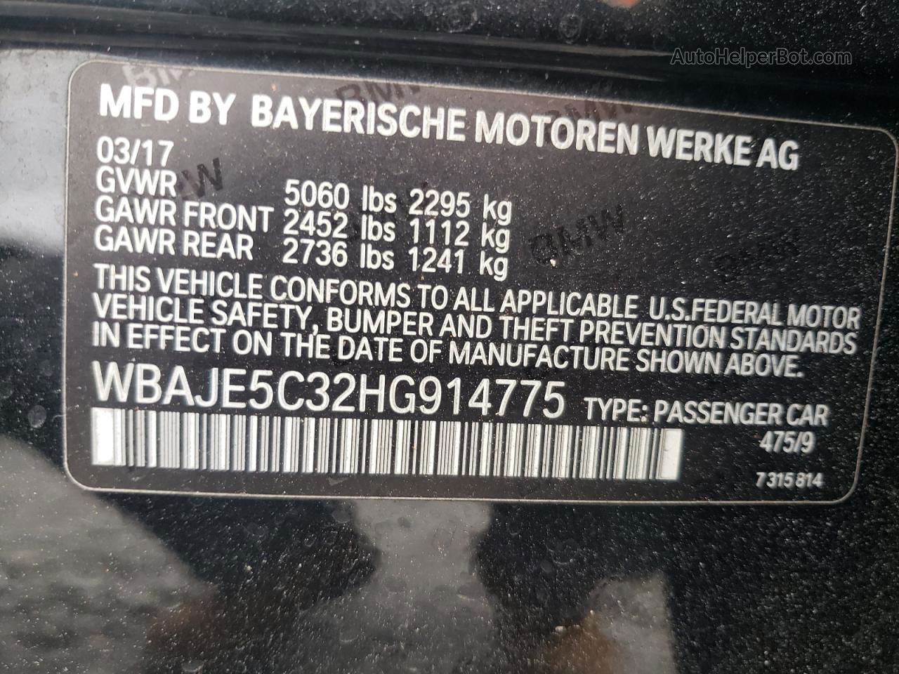 2017 Bmw 540 I Black vin: WBAJE5C32HG914775