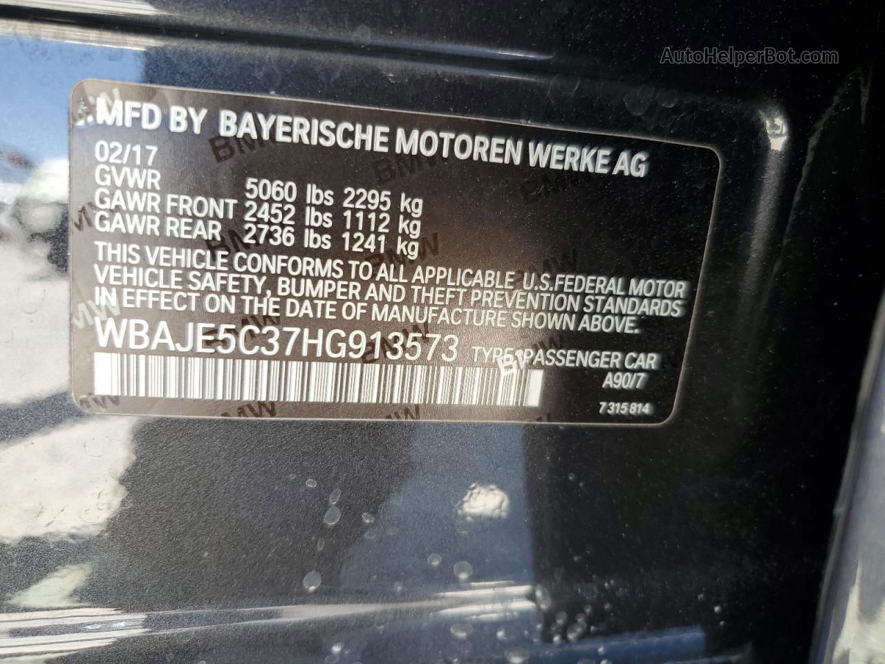 2017 Bmw 540 I Gray vin: WBAJE5C37HG913573