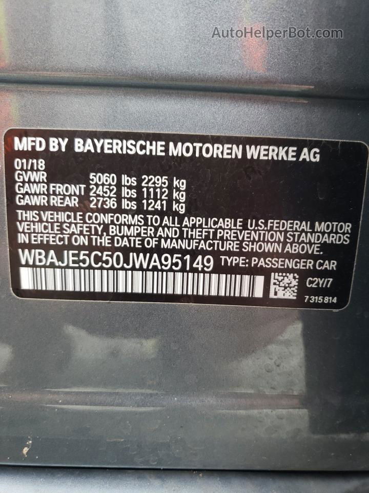 2018 Bmw 540 I Silver vin: WBAJE5C50JWA95149