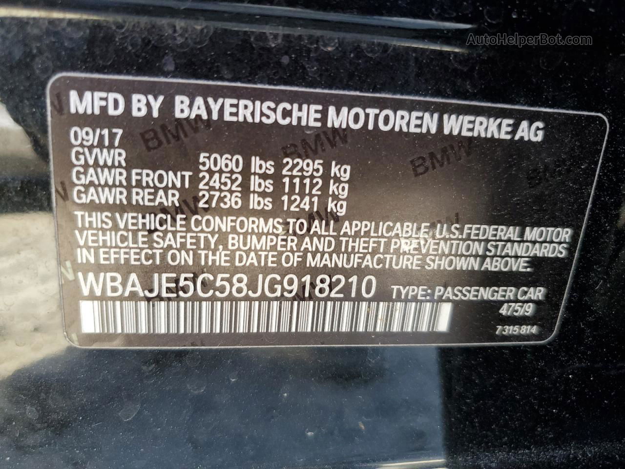 2018 Bmw 540 I Black vin: WBAJE5C58JG918210