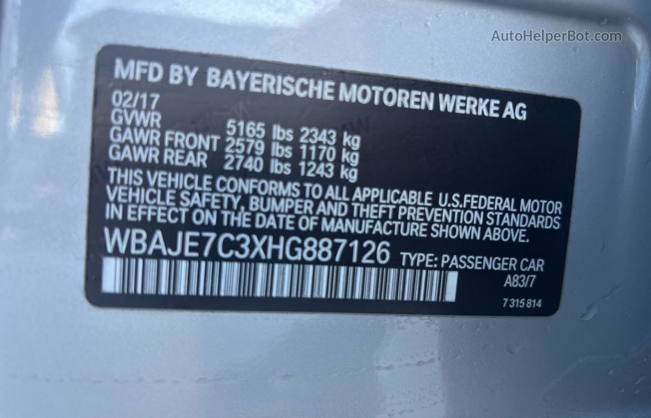 2017 Bmw 540 Xi Silver vin: WBAJE7C3XHG887126