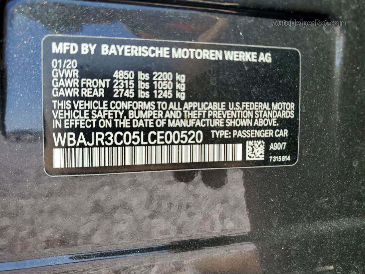 2020 Bmw 530 I Gray vin: WBAJR3C05LCE00520