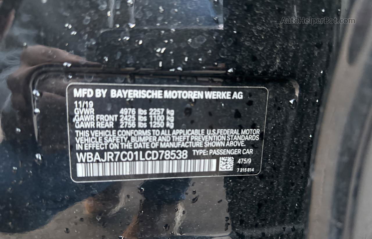 2020 Bmw 530 Xi Black vin: WBAJR7C01LCD78538