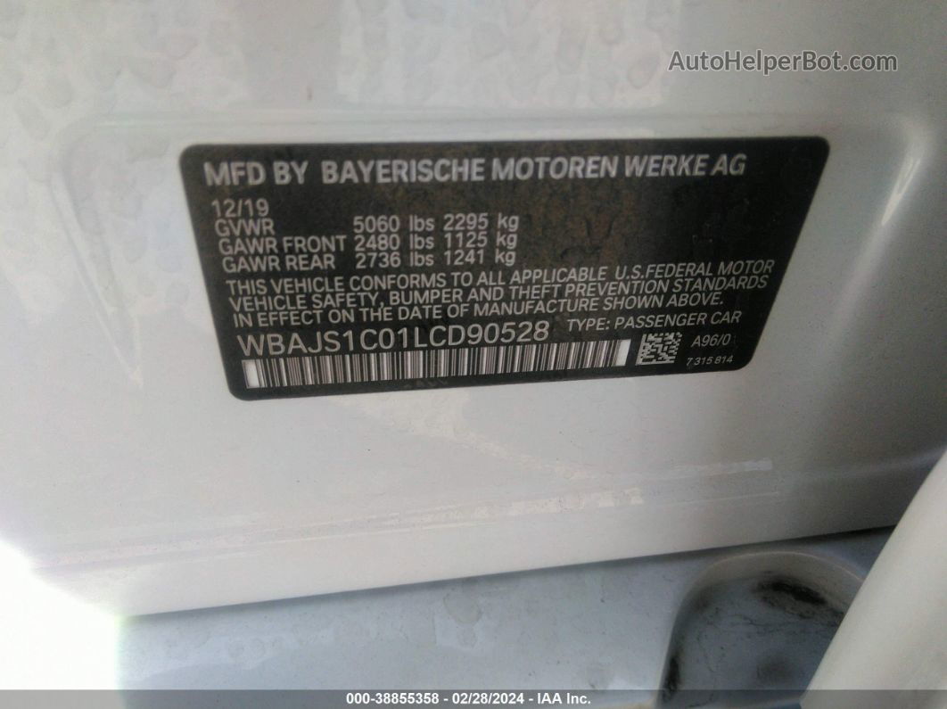 2020 Bmw 540i   White vin: WBAJS1C01LCD90528