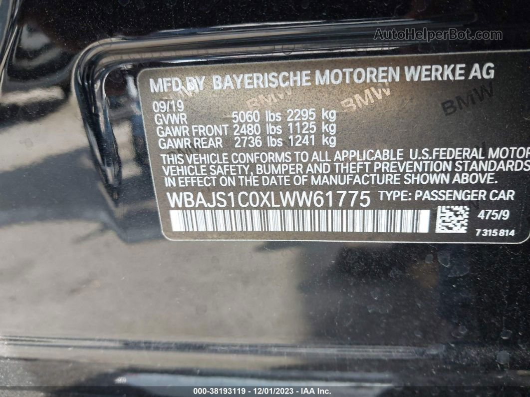 2020 Bmw 5 Series 540i Black vin: WBAJS1C0XLWW61775