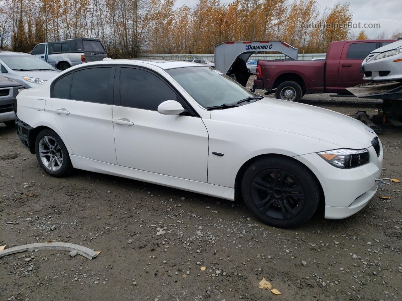 2008 Bmw 328 I White vin: WBAVA33568KX85729