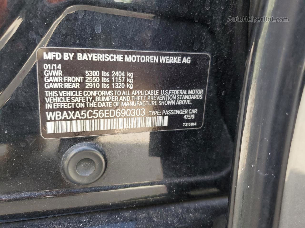 2014 Bmw 535 D Черный vin: WBAXA5C56ED690303