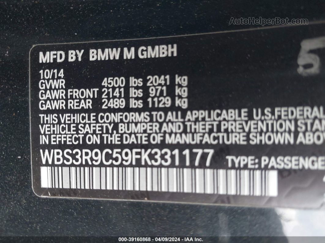 2015 Bmw M4   Black vin: WBS3R9C59FK331177