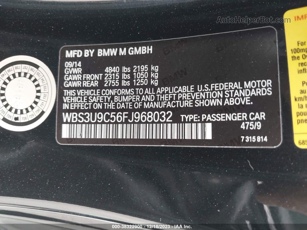 2015 Bmw M4   Black vin: WBS3U9C56FJ968032