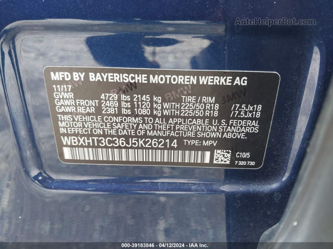 2018 Bmw X1 Xdrive28i Blue vin: WBXHT3C36J5K26214