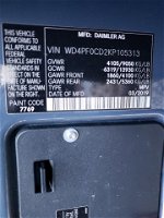 2019 Mercedes-benz Sprinter 2500/3500 Синий vin: WD4PF0CD2KP105313