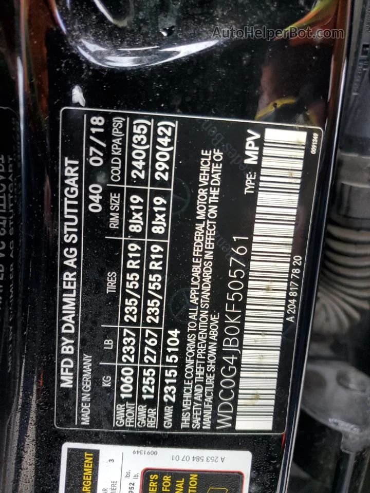 2019 Mercedes-benz Glc 300 Черный vin: WDC0G4JB0KF505761
