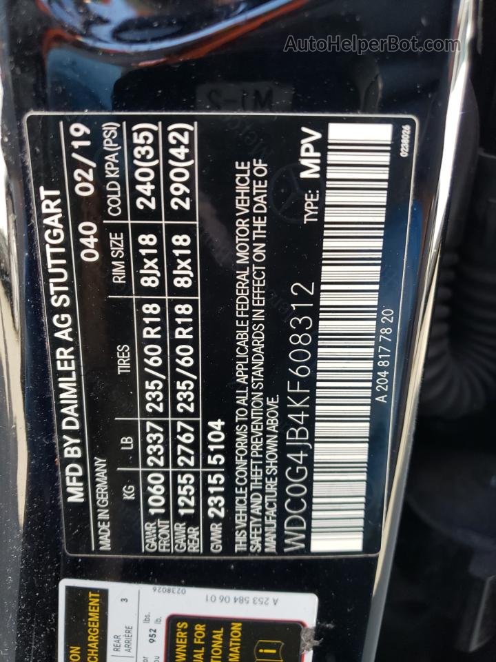 2019 Mercedes-benz Glc 300 Черный vin: WDC0G4JB4KF608312
