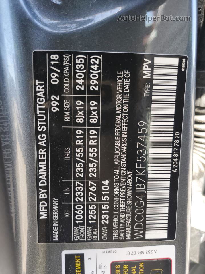 2019 Mercedes-benz Glc 300 Charcoal vin: WDC0G4JB7KF537459