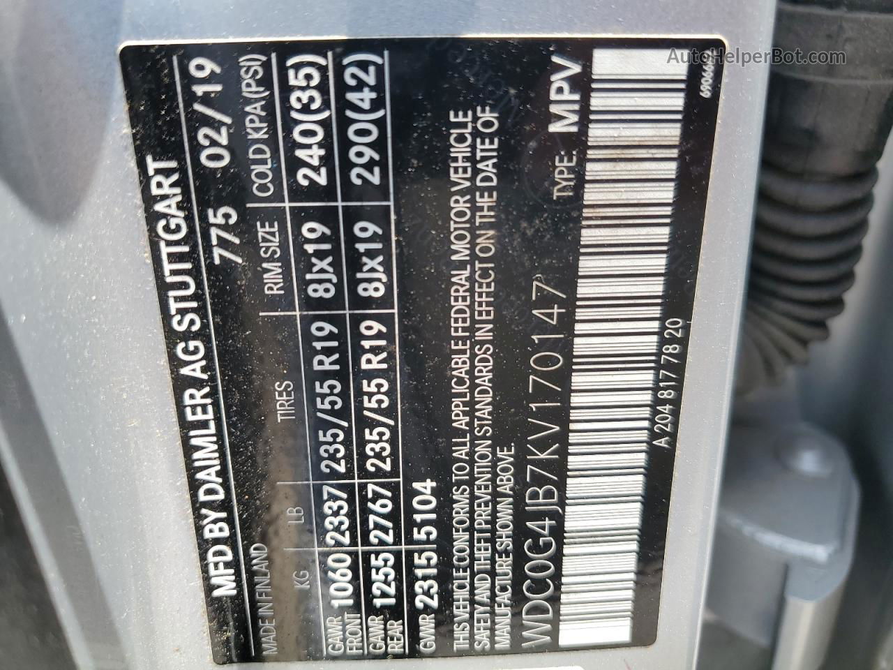 2019 Mercedes-benz Glc 300 Silver vin: WDC0G4JB7KV170147