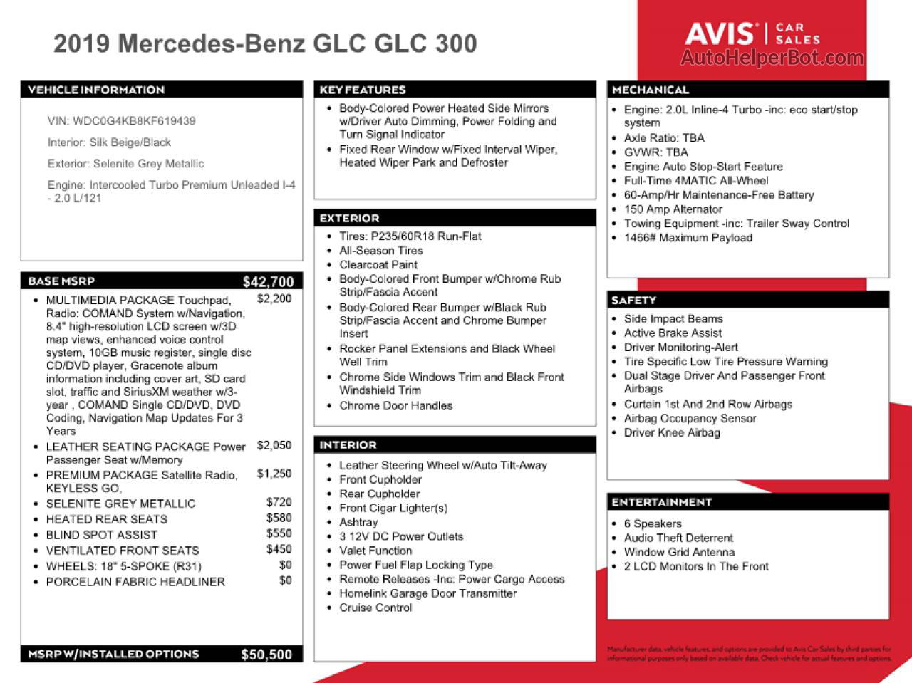 2019 Mercedes-benz Glc 300 4matic Gray vin: WDC0G4KB8KF619439