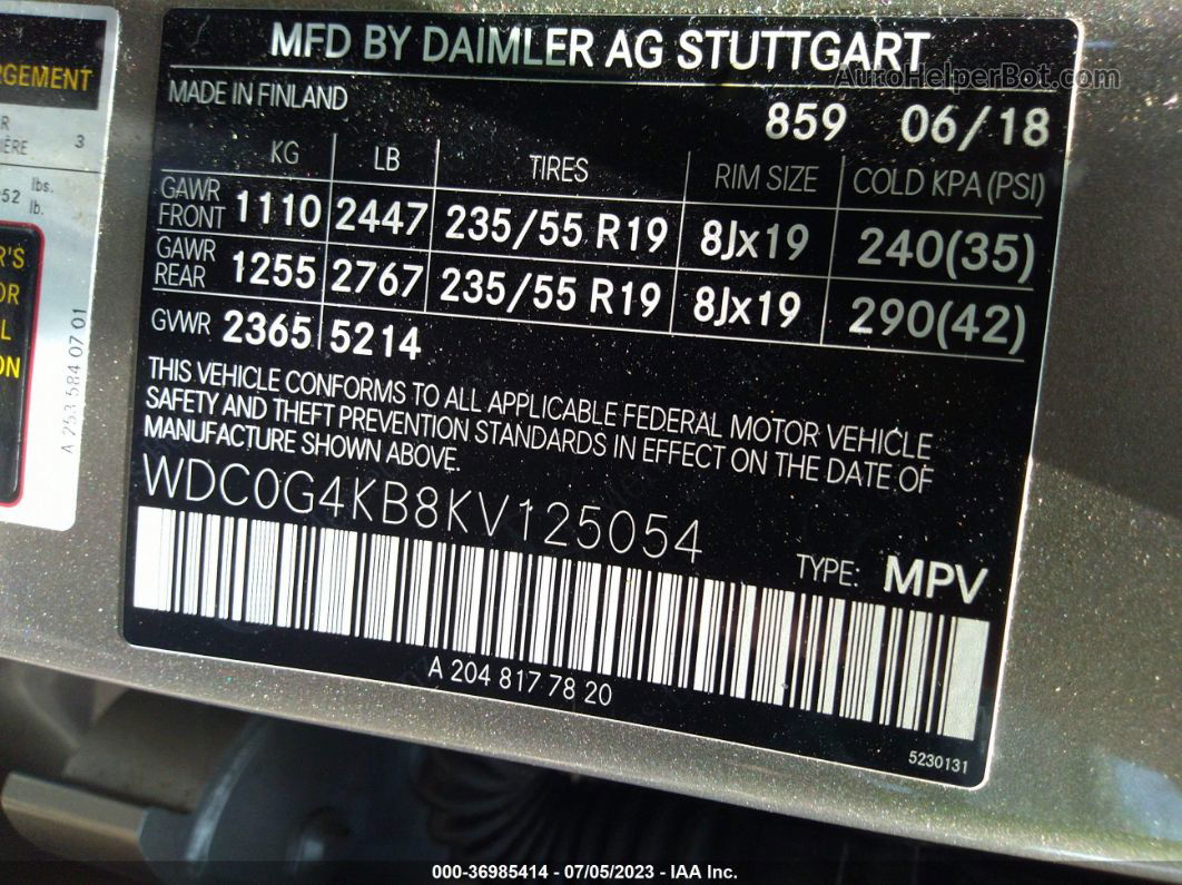2019 Mercedes-benz Glc Glc 300 Silver vin: WDC0G4KB8KV125054