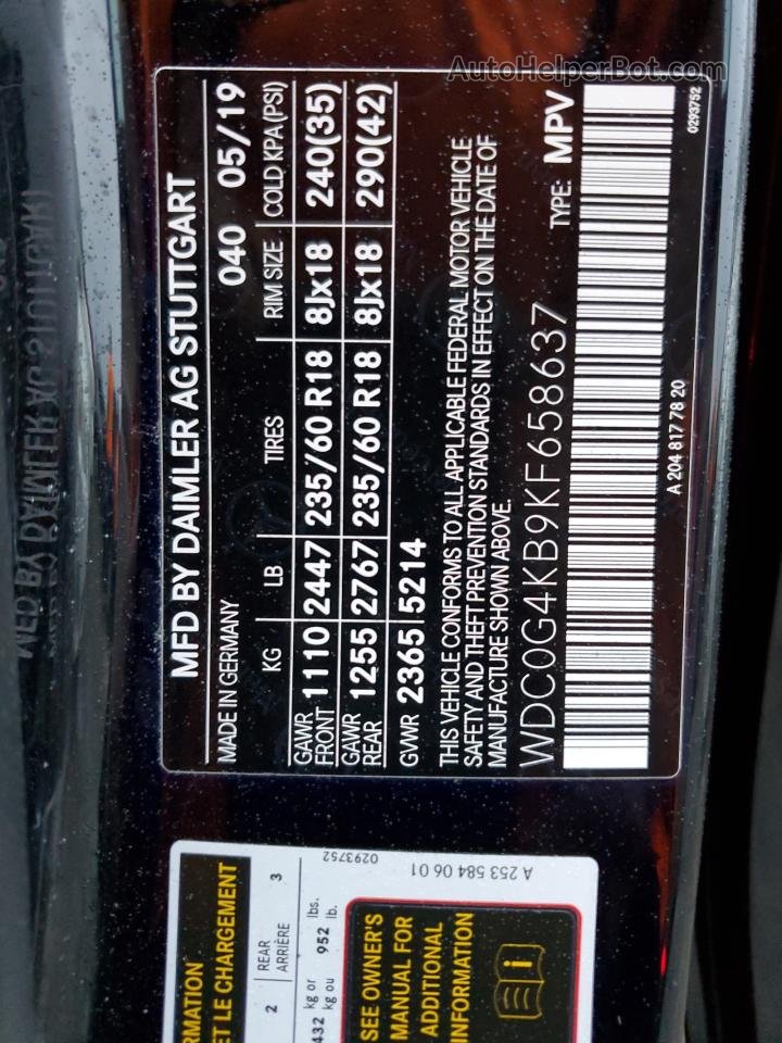 2019 Mercedes-benz Glc 300 4matic Black vin: WDC0G4KB9KF658637