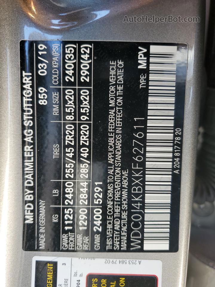 2019 Mercedes-benz Glc Coupe 300 4matic Gray vin: WDC0J4KBXKF627611