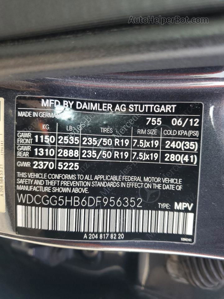 2013 Mercedes-benz Glk 350 Угольный vin: WDCGG5HB6DF956352