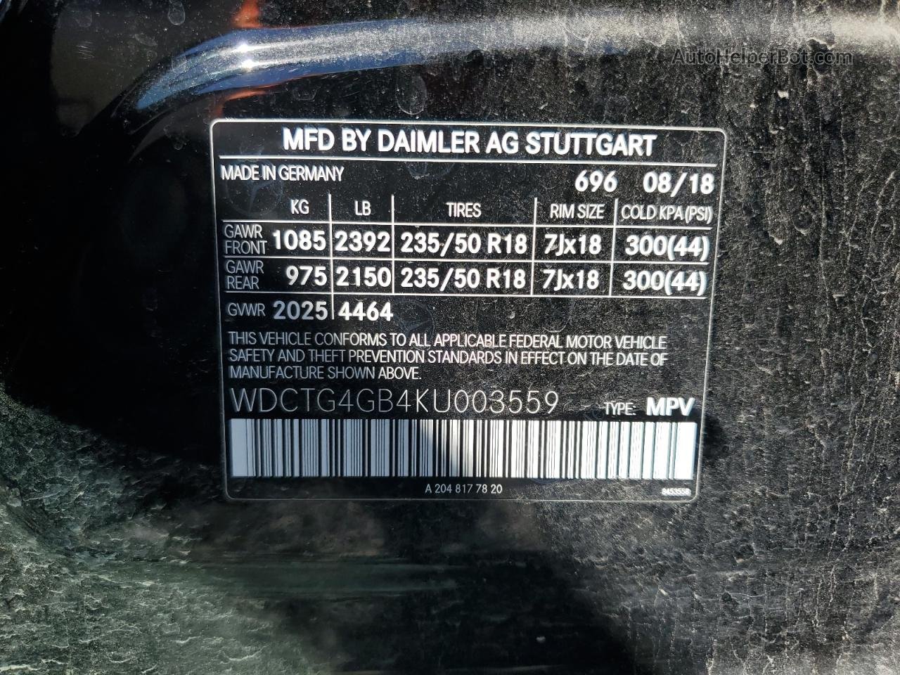 2019 Mercedes-benz Gla 250 4matic Черный vin: WDCTG4GB4KU003559